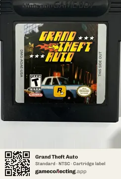 Grand Theft Auto Game Boy Color, NTSC cartridge label