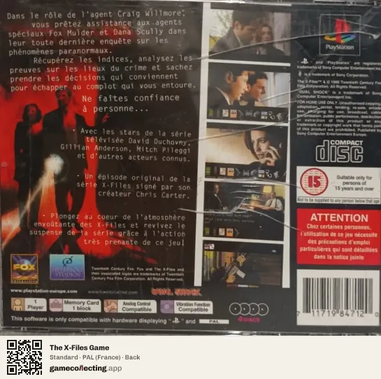 The X-Files Game PlayStation, France box back