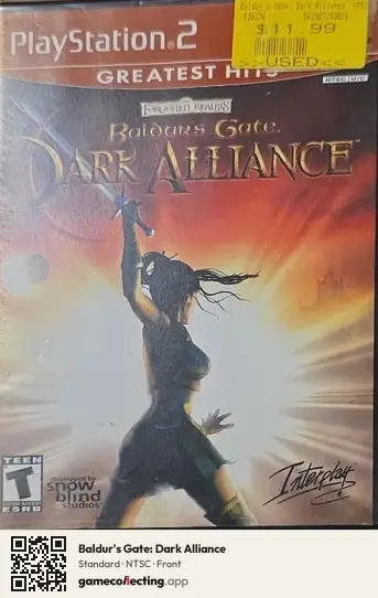 Baldur's Gate: Dark Alliance PlayStation 2, NTSC box front