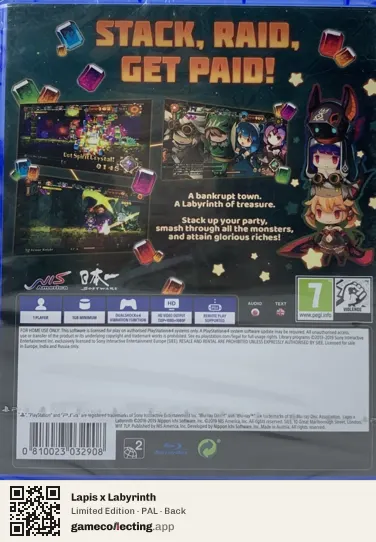 Lapis x Labyrinth PlayStation 4, PAL box back