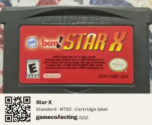 Star X Game Boy Advance, NTSC cartridge label