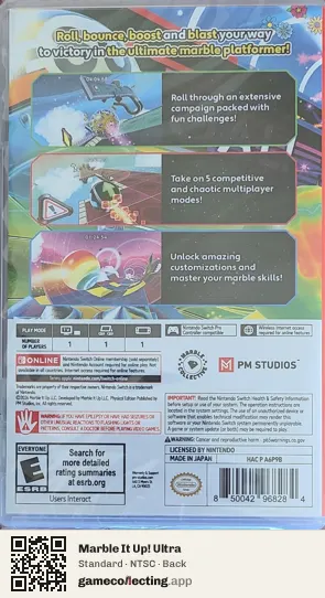 Marble It Up! Ultra Nintendo Switch, NTSC box back