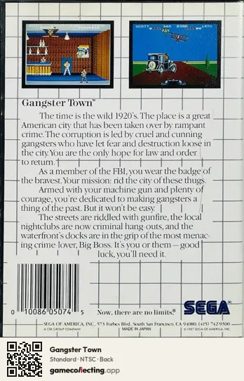 Gangster Town Sega Master System, NTSC box back