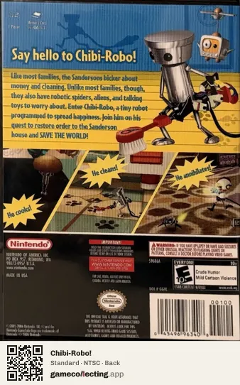 Chibi-Robo! Nintendo GameCube, NTSC box back