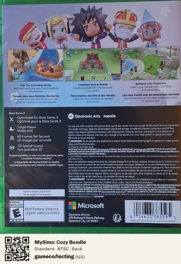 MySims: Cozy Bundle Xbox Series X, NTSC box back