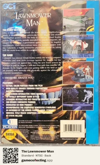 The Lawnmower Man Sega Mega-CD / Sega CD, NTSC box back