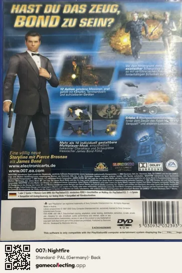 007: Nightfire PlayStation 2, Germany box back