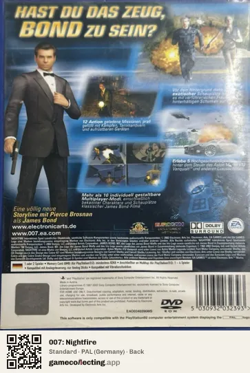 007: Nightfire PlayStation 2, Germany box back
