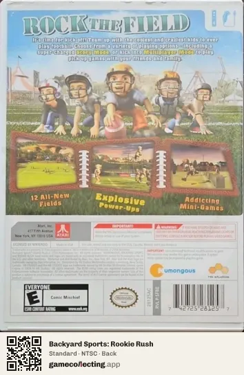 Backyard Sports: Rookie Rush Nintendo Wii, NTSC box back