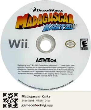 Madagascar Kartz Nintendo Wii, NTSC disc