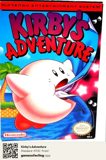 Kirby's Adventure Nintendo Entertainment System, NTSC box front