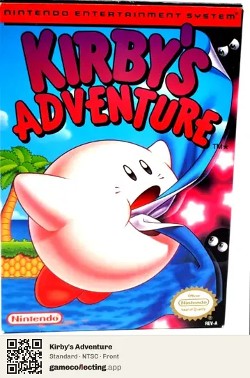 Kirby's Adventure Nintendo Entertainment System, NTSC box front