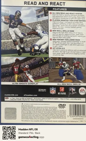 Madden NFL 08 PlayStation 2, PAL box back