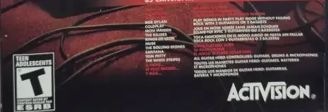 Guitar Hero 5, the ESRB box on its front