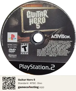 Guitar Hero 5 PlayStation 2, NTSC disc