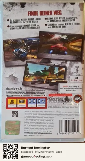 Burnout Dominator PlayStation Portable, Germany box back