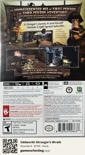 Oddworld: Stranger's Wrath Nintendo Switch, NTSC box back