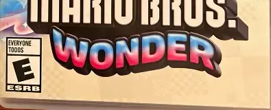 Super Mario Bros. Wonder, the ESRB box on its front