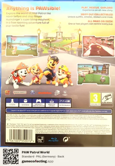 PAW Patrol World PlayStation 4, Germany box back