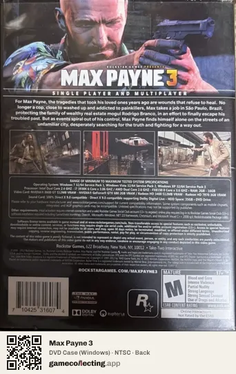 Max Payne 3 Computer, NTSC box back