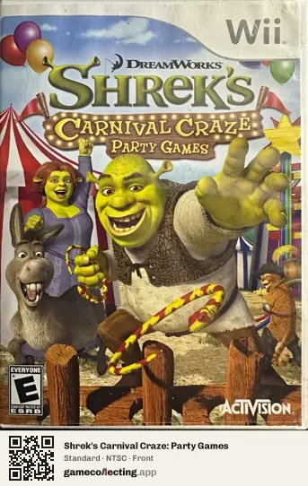 Shrek's Carnival Craze: Party Games Nintendo Wii, NTSC box front