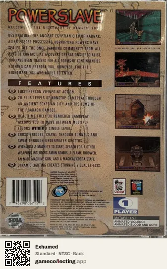 Exhumed Sega Saturn, NTSC box back