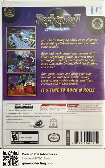 Rock 'n' Roll Adventures Nintendo Wii, NTSC box back