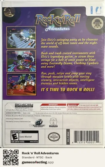Rock 'n' Roll Adventures Nintendo Wii, NTSC box back