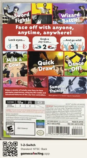 1-2-Switch Nintendo Switch, NTSC box back