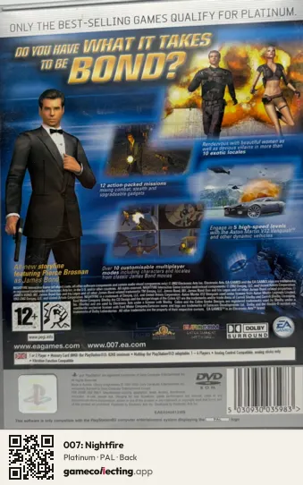 007: Nightfire PlayStation 2, PAL box back