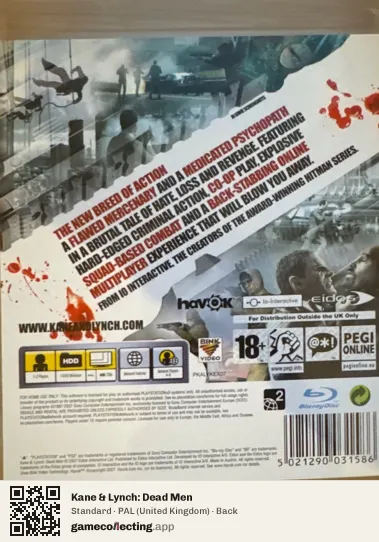 Kane & Lynch: Dead Men PlayStation 3, United Kingdom box back