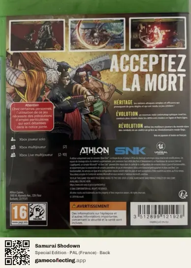 Samurai Shodown Xbox One, France box back