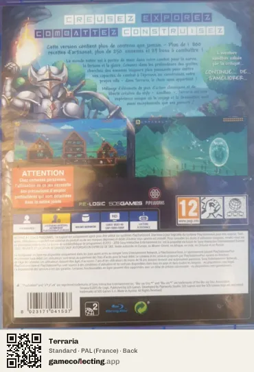 Terraria PlayStation 4, France box back