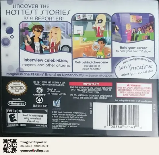 Imagine: Reporter Nintendo DS, NTSC box back