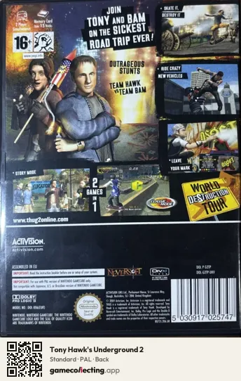 Tony Hawk's Underground 2 Nintendo GameCube, PAL box back