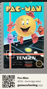 Pac-Man Nintendo Entertainment System, NTSC cartridge label