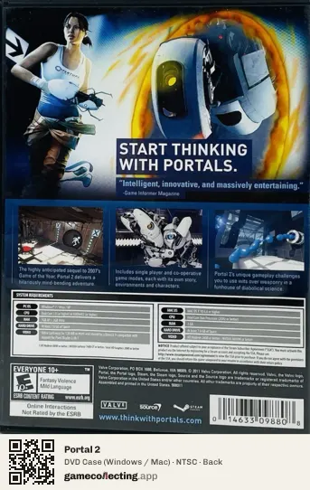 Portal 2 Computer, NTSC box back