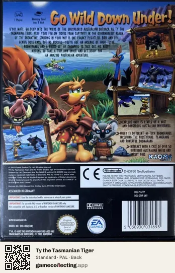 Ty the Tasmanian Tiger Nintendo GameCube, PAL box back