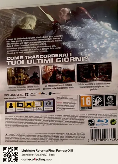 Lightning Returns: Final Fantasy XIII PlayStation 3, Italy box back