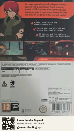Lunar Lander Beyond Nintendo Switch, PAL box back