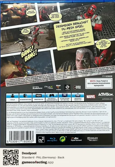 Deadpool PlayStation 4, Germany box back