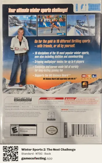 Winter Sports 2: The Next Challenge Nintendo Wii, NTSC box back