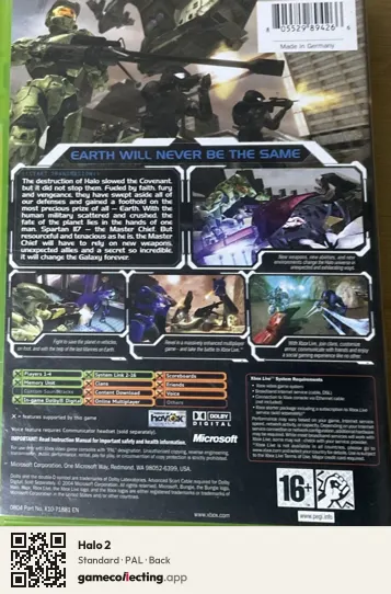 Halo 2 Xbox, PAL box back