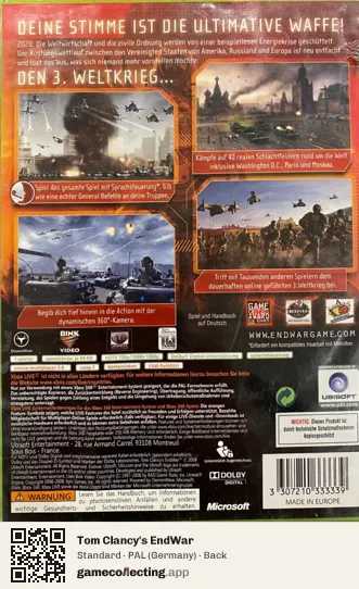 Tom Clancy's EndWar Xbox 360, Germany box back