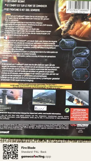 Fire Blade Xbox, PAL box back