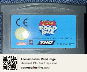 The Simpsons: Road Rage Game Boy Advance, PAL cartridge label