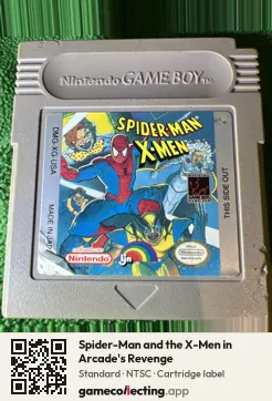 Spider-Man and the X-Men in Arcade's Revenge Game Boy, NTSC cartridge label