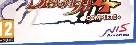 Disgaea 4 Complete+, the PEGI square on its front
