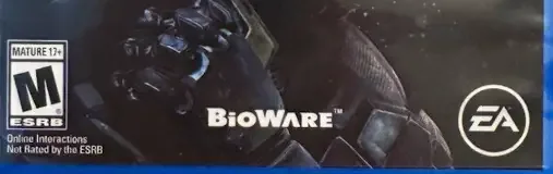 Mass Effect: Andromeda, the ESRB box on its front