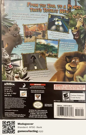 Madagascar Nintendo GameCube, NTSC box back